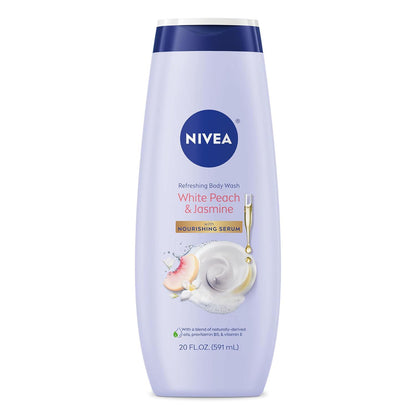 NIVEA NIVEA Refreshing White Peach And Jasmine Body Wash With Nourishing Serum, Scented Body Wash For Women, Enriched With Provitamin B5 And Vitamin E, 20 Fl Oz Bottle