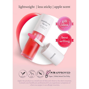NOONI NOONI Korean Vegan Appleseed Lip Oil - Appleberry | Long-Lasting, Moisturizing, Plumping, Revitalizing For Dry Lips, Waterproof, No Peel Off, Hydrating, Nourishing Crystal Clear, 0.12 FL Oz