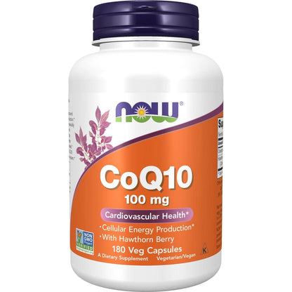 NOW CoQ10 100 mg, 180 Veg Capsules, Heart & Cellular Health Supplement, High Quality, Non-GMO, Gluten-Free