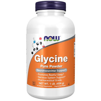 NOW Glycine Pure Powder, 1 lb, Amino Acid Supplement for Neurotransmitter & Sleep Support, Unflavored