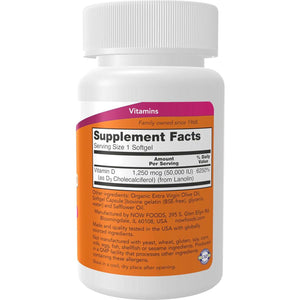 NOW Foods NOW Foods Supplements, Vitamin D-3 50,000 IU Softgels, 50 Softgels