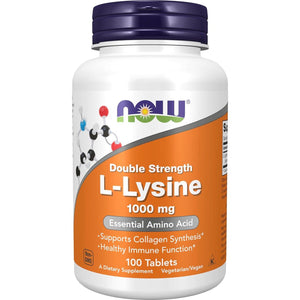 NOW Foods NOW Foods Supplements, (L-Lysine Hydrochloride) 1,000 Mg, Double Strength, Amino Acid, 100 Tablets
