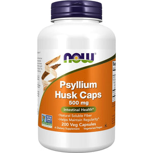 NOW Foods NOW Foods Supplements, Psyllium Husk Caps 500 Mg, Non-GMO Project Verified, Natural Soluble Fiber, Intestinal Health*, 200 Veg Capsules