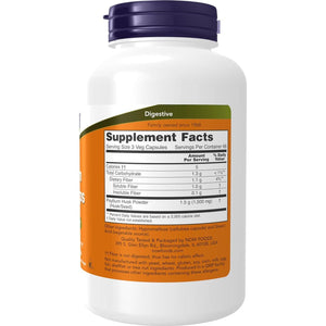 NOW Foods NOW Foods Supplements, Psyllium Husk Caps 500 Mg, Non-GMO Project Verified, Natural Soluble Fiber, Intestinal Health*, 200 Veg Capsules