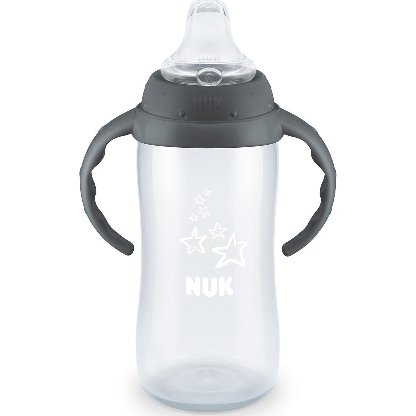 NUK Learner Cup, 10 Ounce, Tritan Gray Star BPA Free, Spill Proof Sippy Cup,885131698667