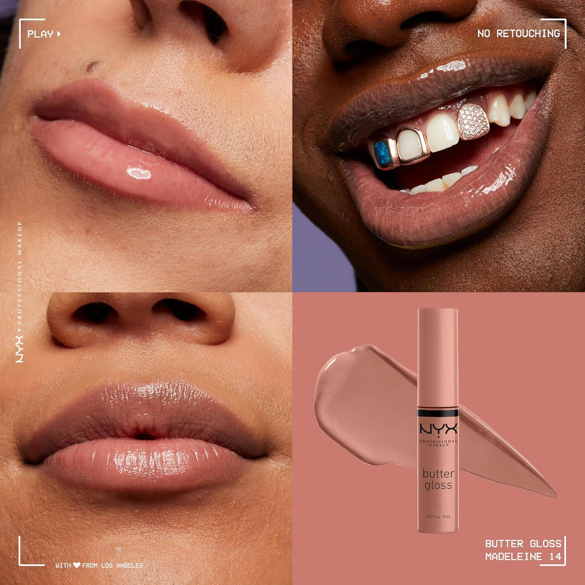 NYX PROFESSIONAL MAKEUP Butter Gloss, Non-Sticky Lip Gloss - Madeleine (Mid-Tone Nude),