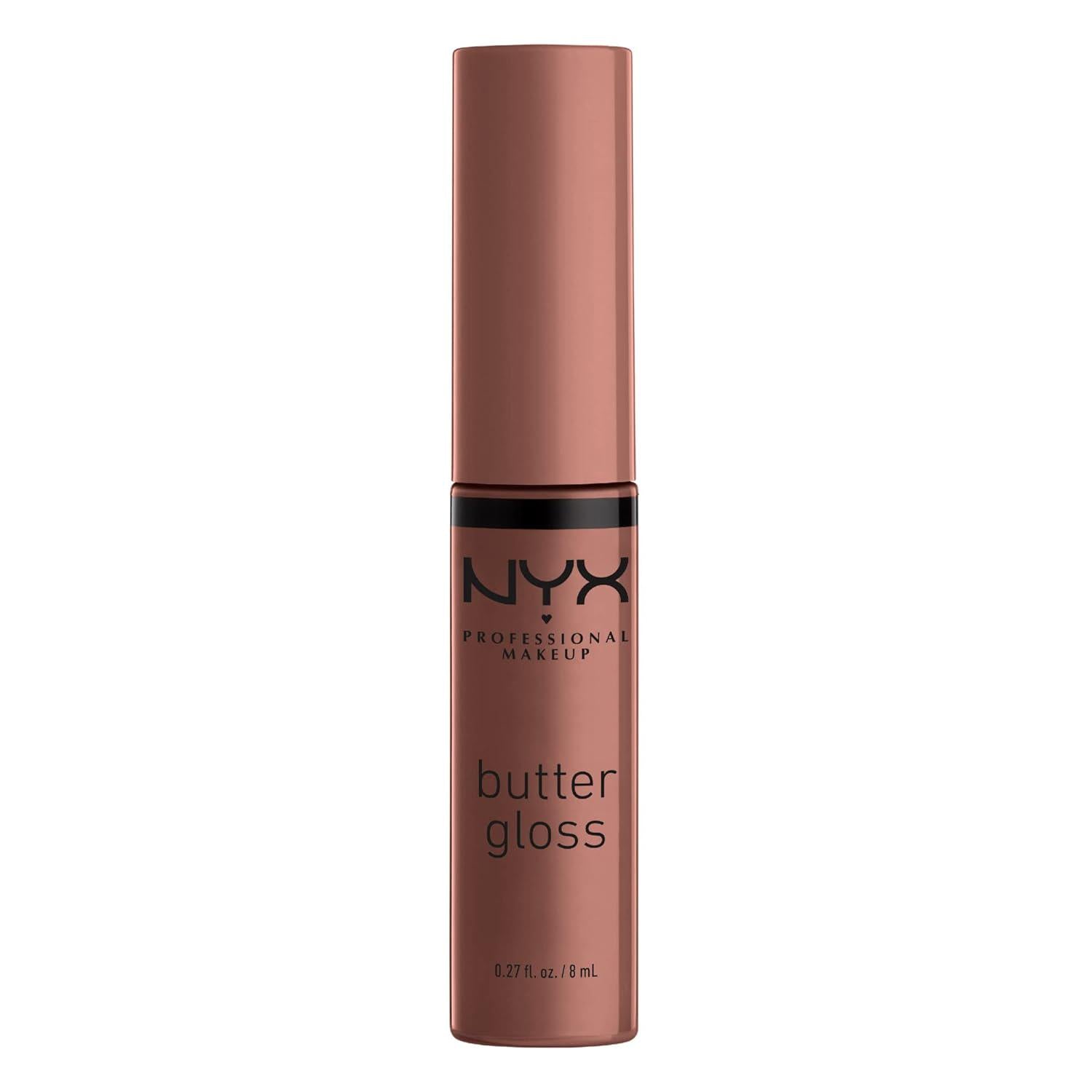 NYX PROFESSIONAL MAKEUP Butter Gloss Brown Sugar, Non-Sticky Lip Gloss - Butterscotch (Neutral Light Brown),