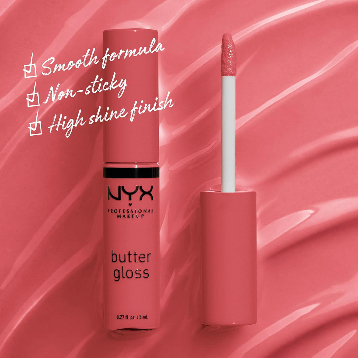 NYX PROFESSIONAL MAKEUP Butter Gloss, Non-Sticky Lip Gloss - Sorbet (Vibrant Coral),