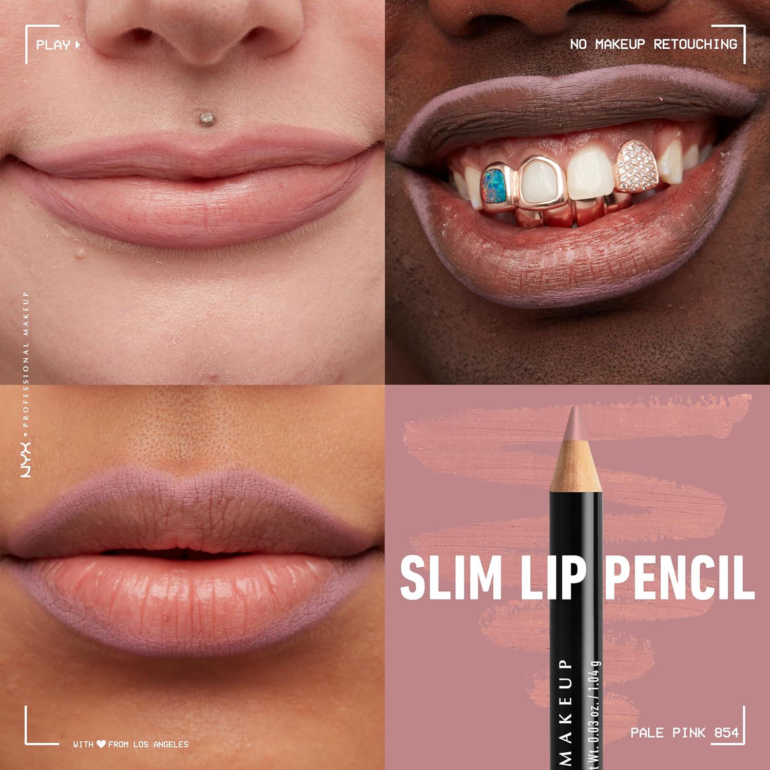 NYX PROFESSIONAL MAKEUP Slim Lip Pencil, Long-Lasting Creamy Lip Liner - Pale Pink,