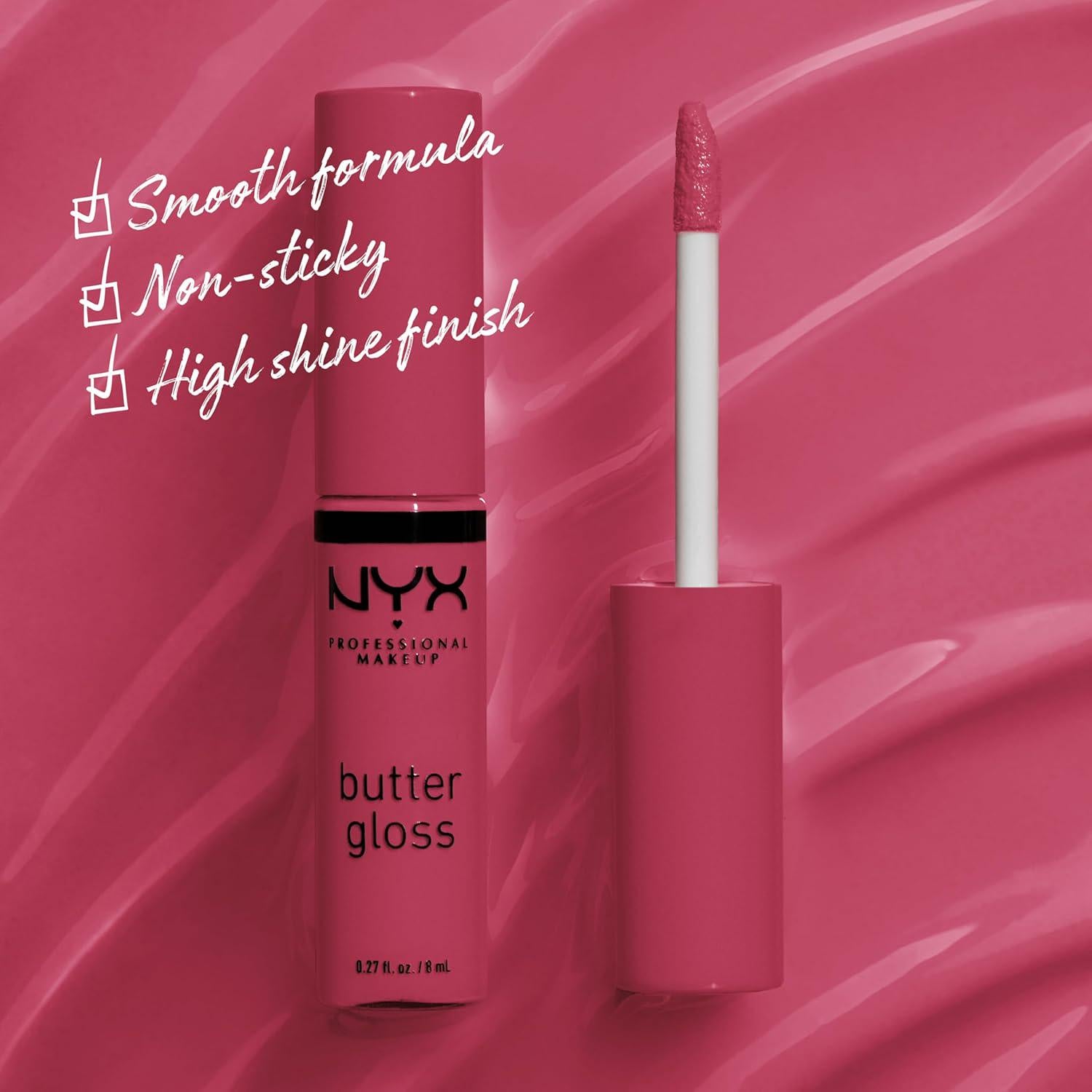 NYX PROFESSIONAL MAKEUP Butter Gloss, Non-Sticky Lip Gloss - Strawberry Cheesecake (Warm Pink),