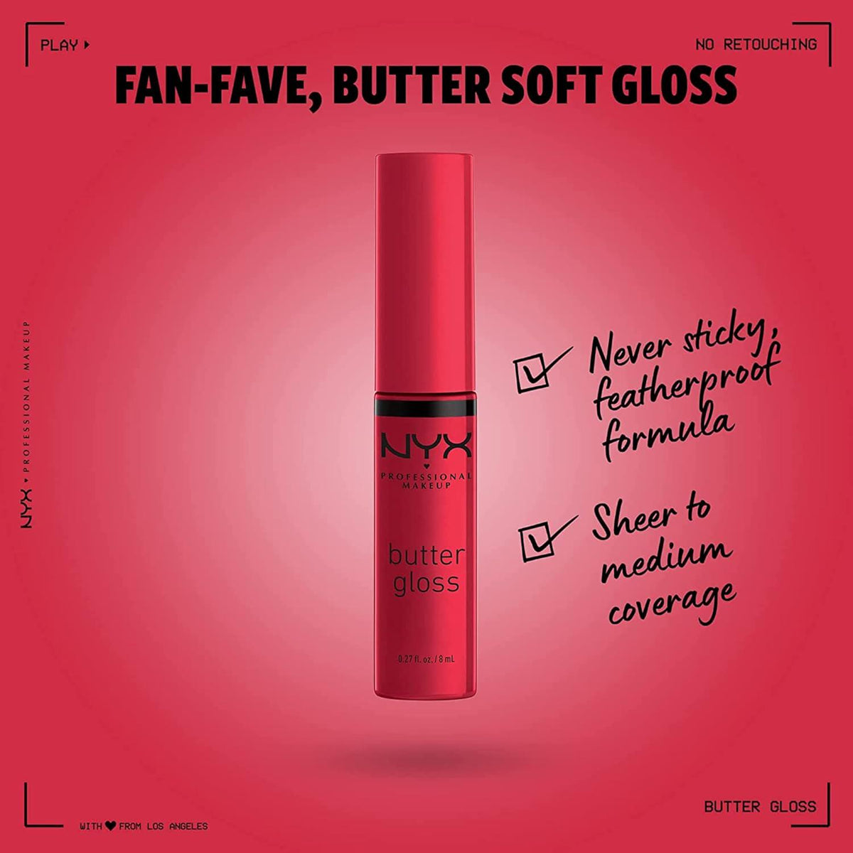 NYX PROFESSIONAL MAKEUP Butter Gloss, Non-Sticky Lip Gloss - Red Velvet (Deep Red),