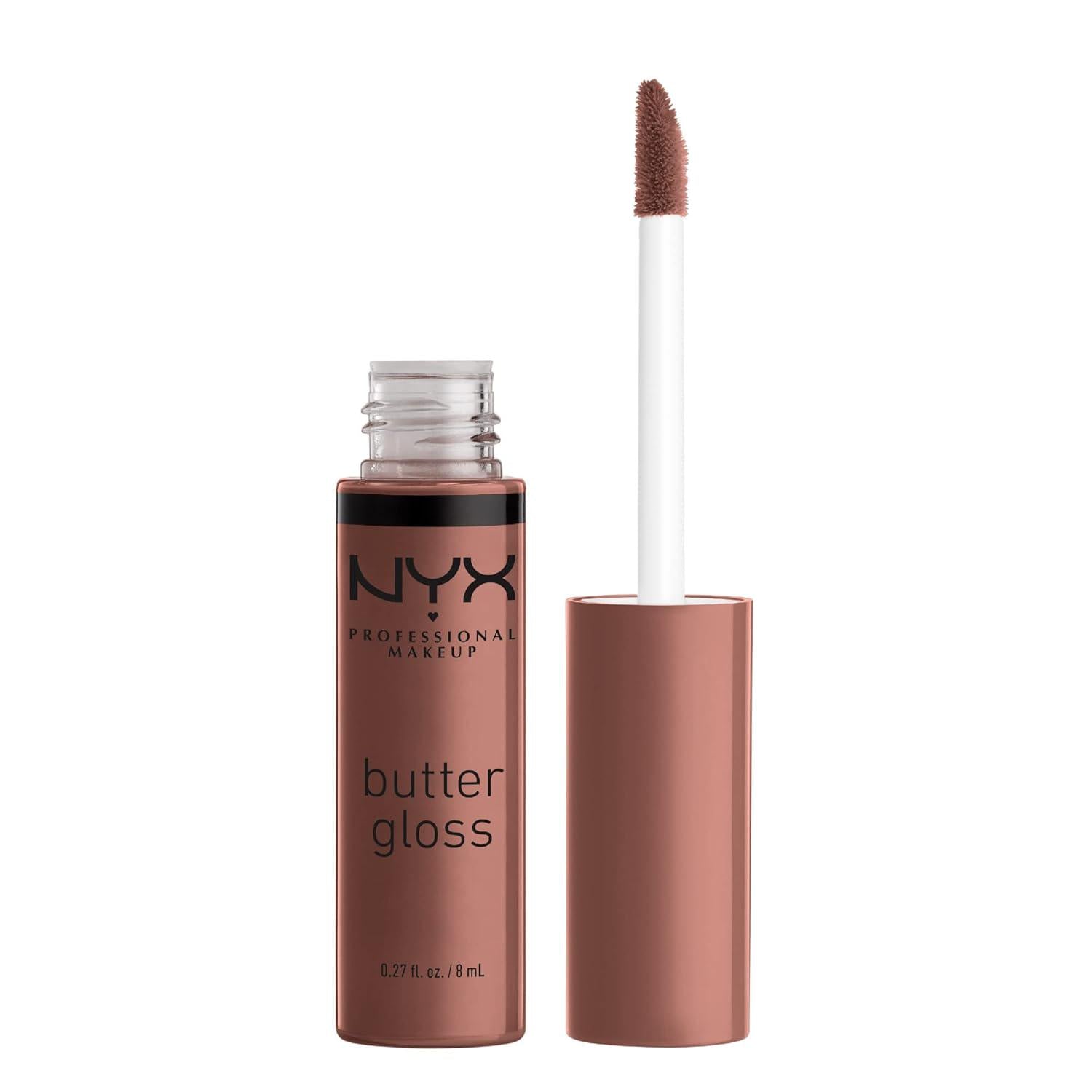 NYX PROFESSIONAL MAKEUP Butter Gloss Brown Sugar, Non-Sticky Lip Gloss - Butterscotch (Neutral Light Brown),