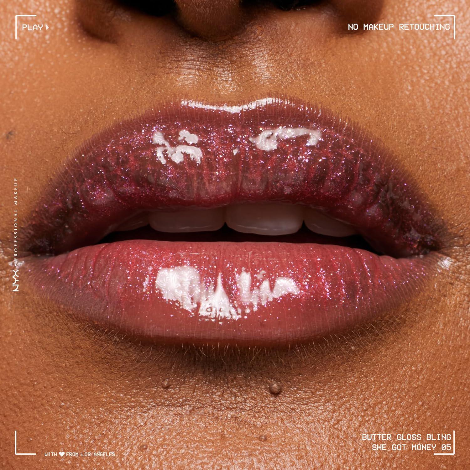 NYX PROFESSIONAL MAKEUP Butter Gloss Bling Lip Gloss, Non Sticky And Shiny Vegan Lip Makeup - She Got Money,