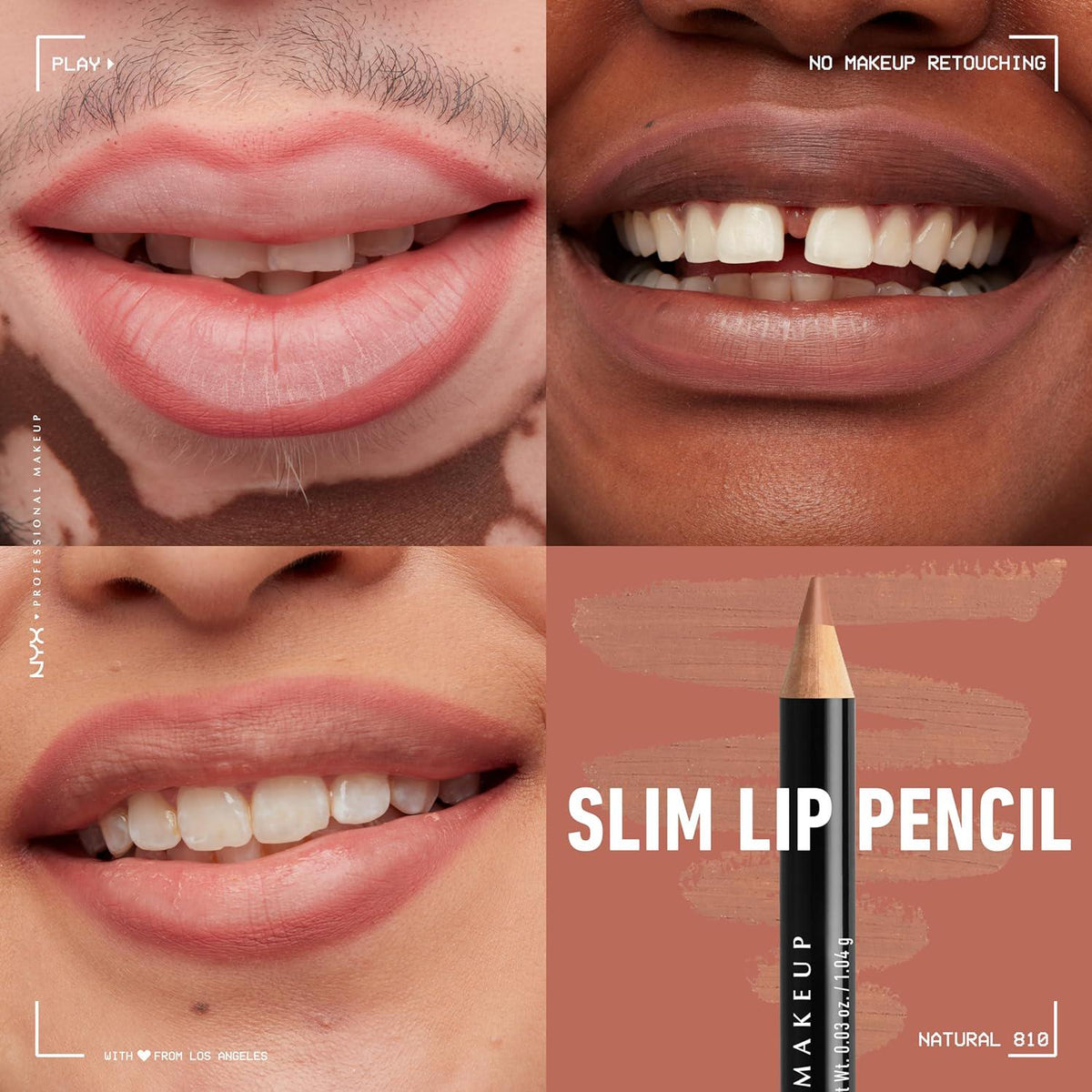 NYX PROFESSIONAL MAKEUP Slim Lip Pencil, Long-Lasting Creamy Lip Liner - Natural,