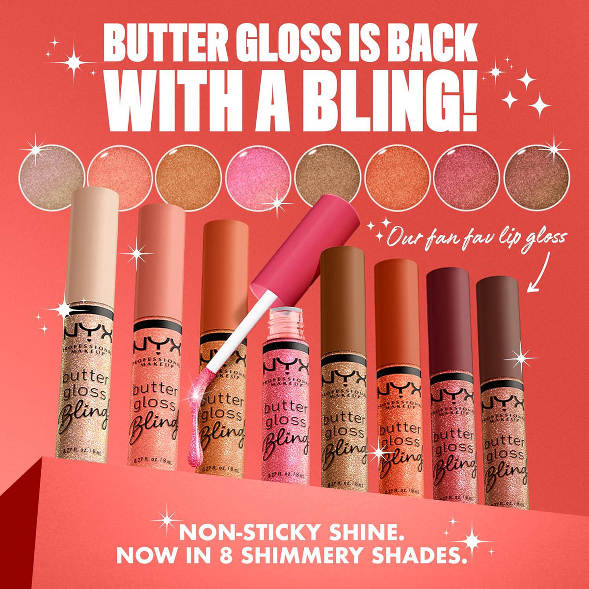 NYX PROFESSIONAL MAKEUP Butter Gloss Bling Lip Gloss, Non Sticky And Shiny Vegan Lip Makeup - Pay Me In Gold,
