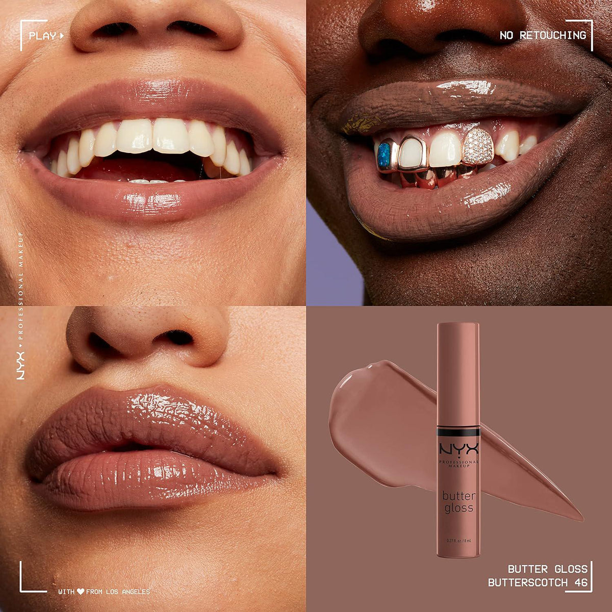 NYX PROFESSIONAL MAKEUP Butter Gloss Brown Sugar, Non-Sticky Lip Gloss - Pack Of 3 (Sugar High, Spiked Toffee, Butterscotch),