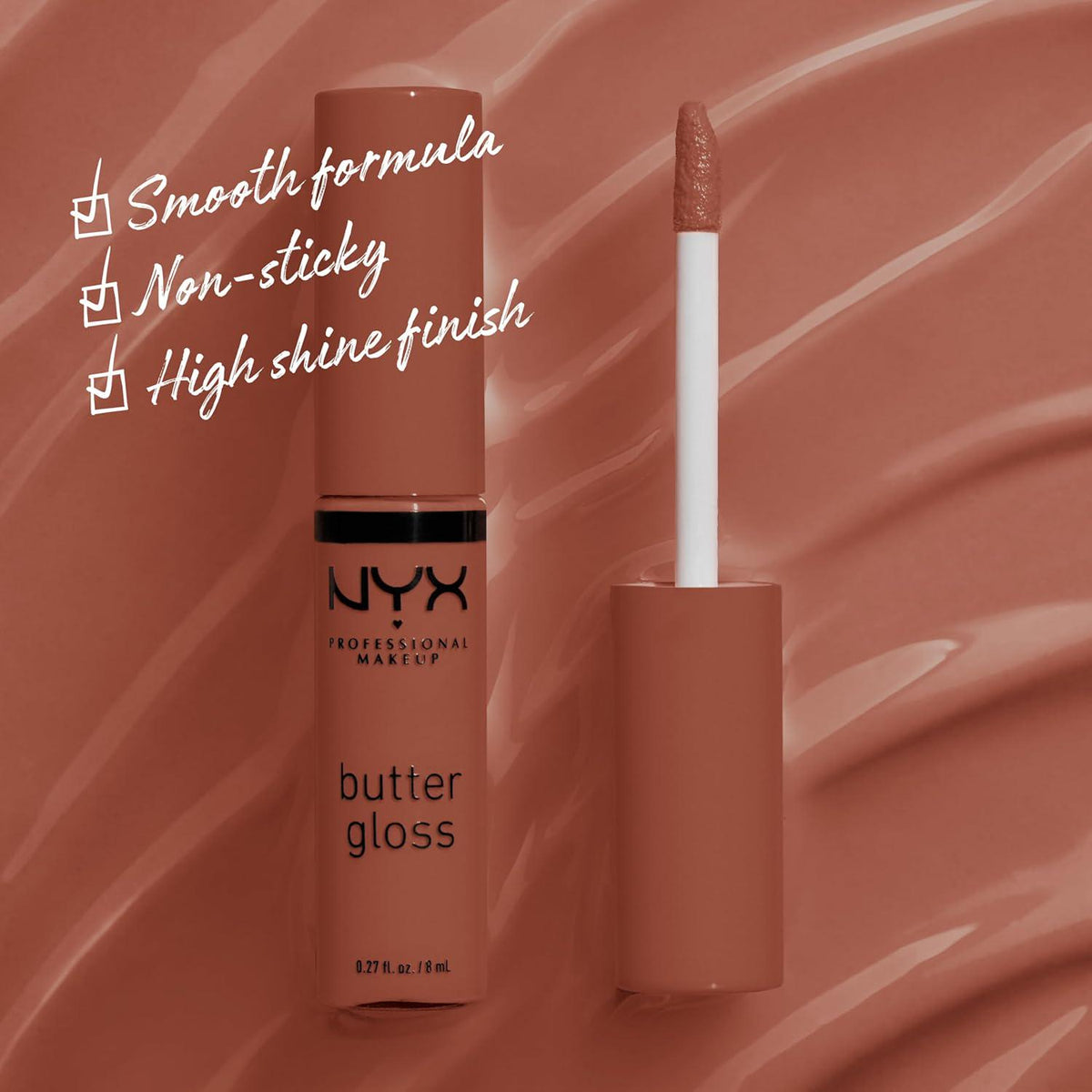 NYX PROFESSIONAL MAKEUP Butter Gloss, Non-Sticky Lip Gloss - Bit Of Honey (Peach Nude),