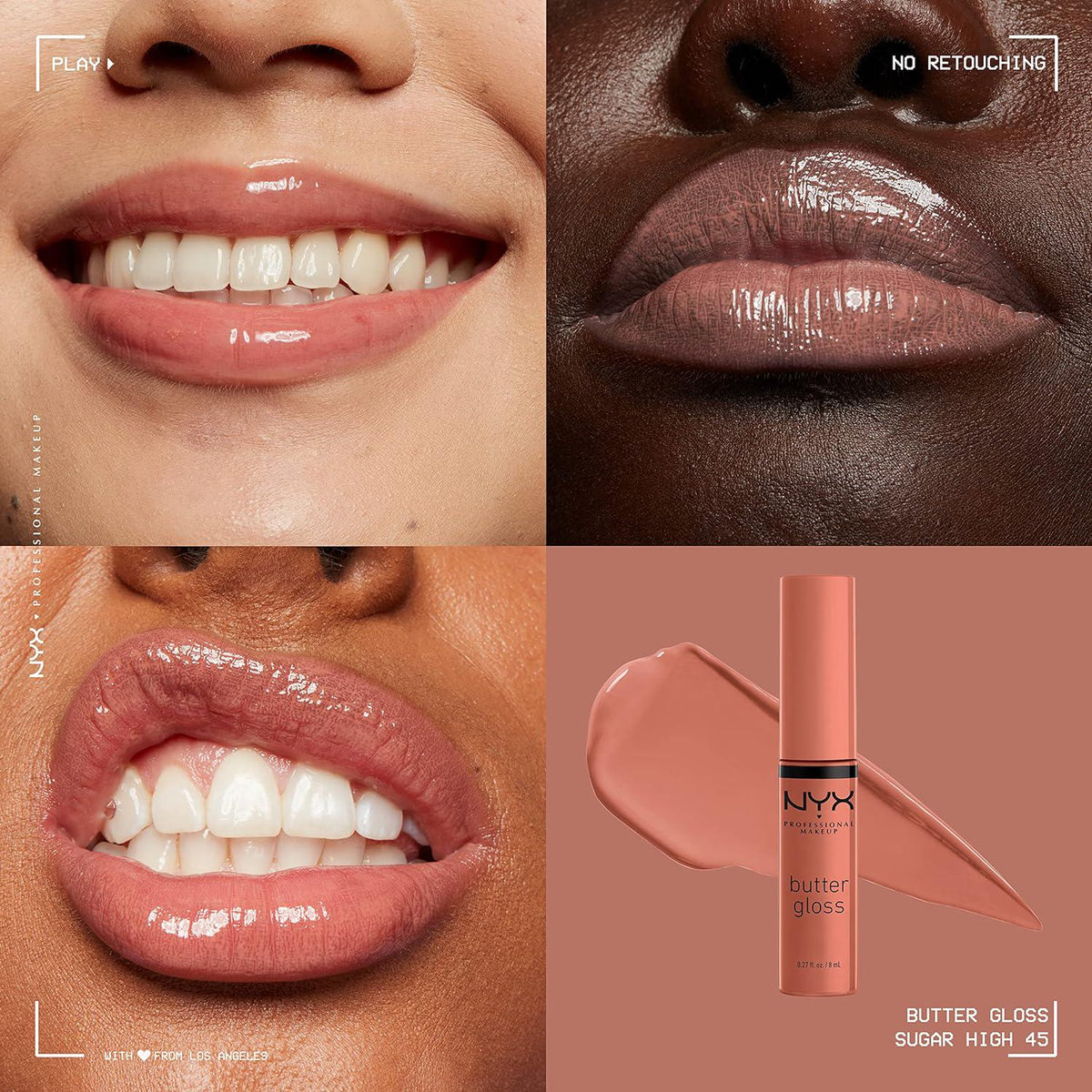 NYX PROFESSIONAL MAKEUP Butter Gloss Brown Sugar, Non-Sticky Lip Gloss - Pack Of 3 (Sugar High, Spiked Toffee, Butterscotch),