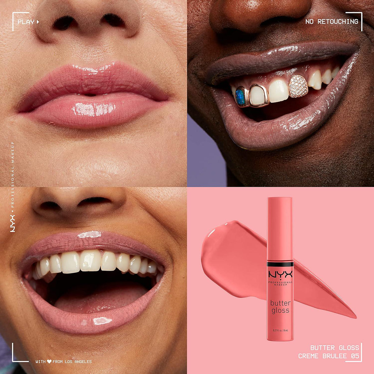 NYX PROFESSIONAL MAKEUP Butter Gloss, Non-Sticky Lip Gloss - Pack Of 3 (Angel Food Cake, Creme Brulee, Madeleine),