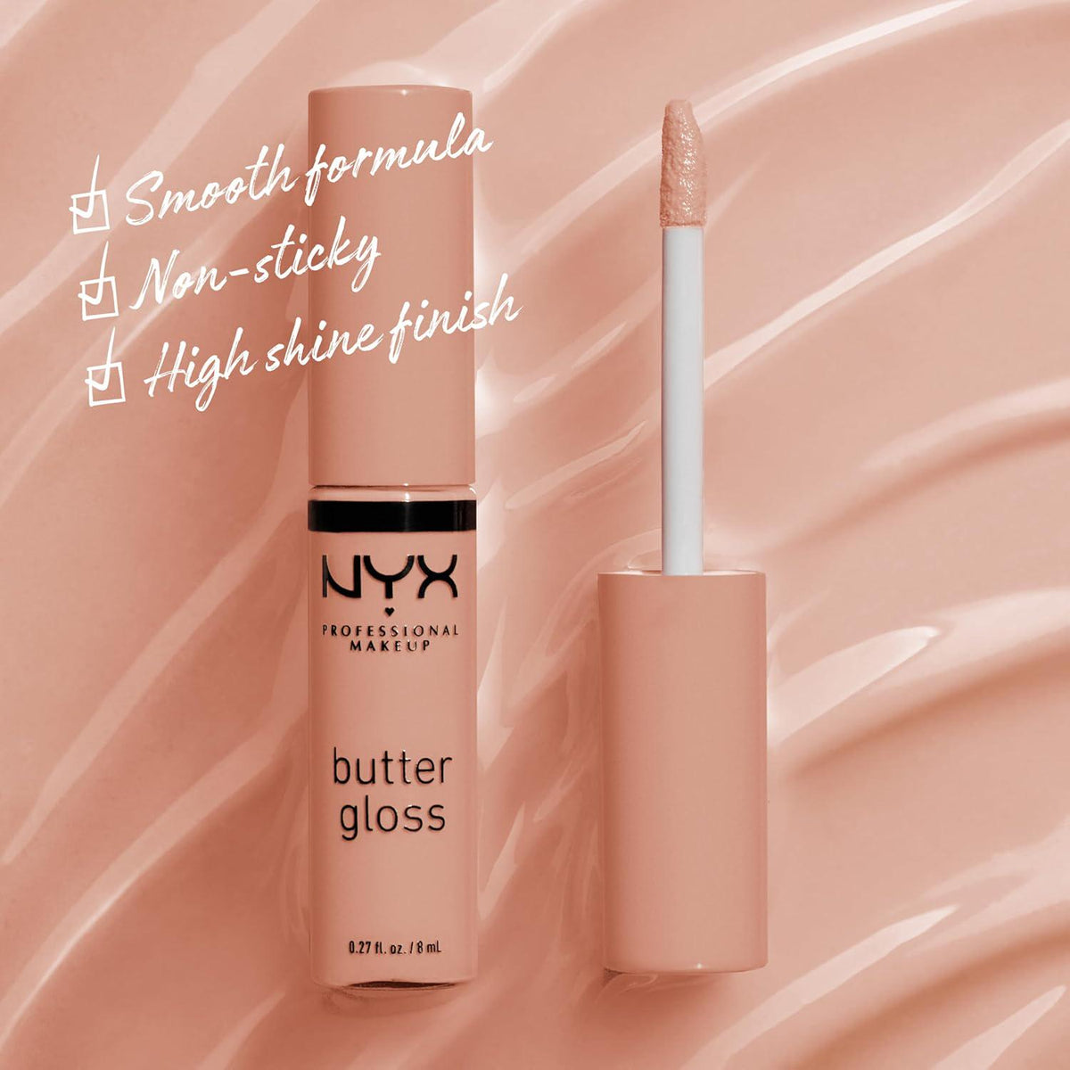 NYX PROFESSIONAL MAKEUP Butter Gloss, Non-Sticky Lip Gloss - Madeleine (Mid-Tone Nude),