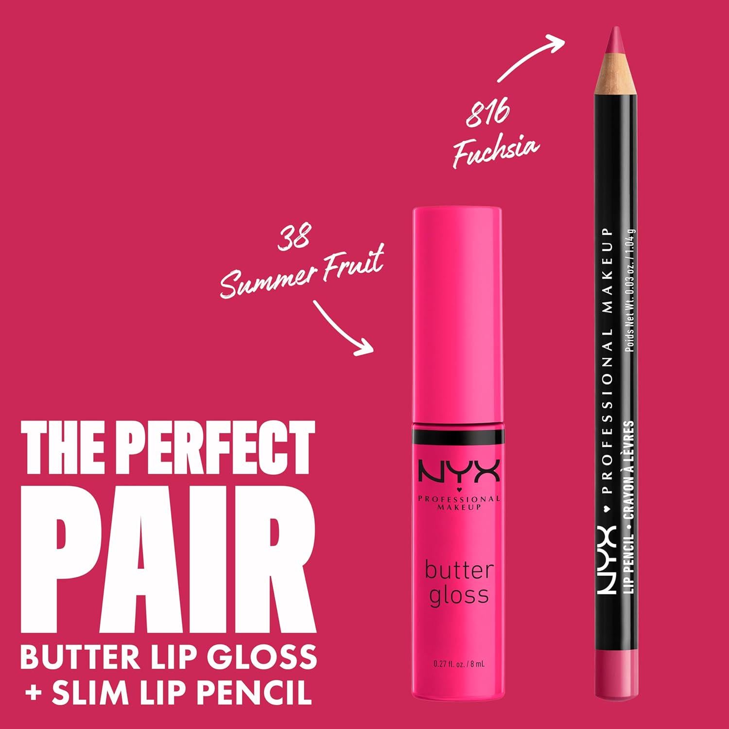 NYX PROFESSIONAL MAKEUP Butter Gloss, Non-Sticky Lip Gloss - Summer Fruit (Hot Pink),