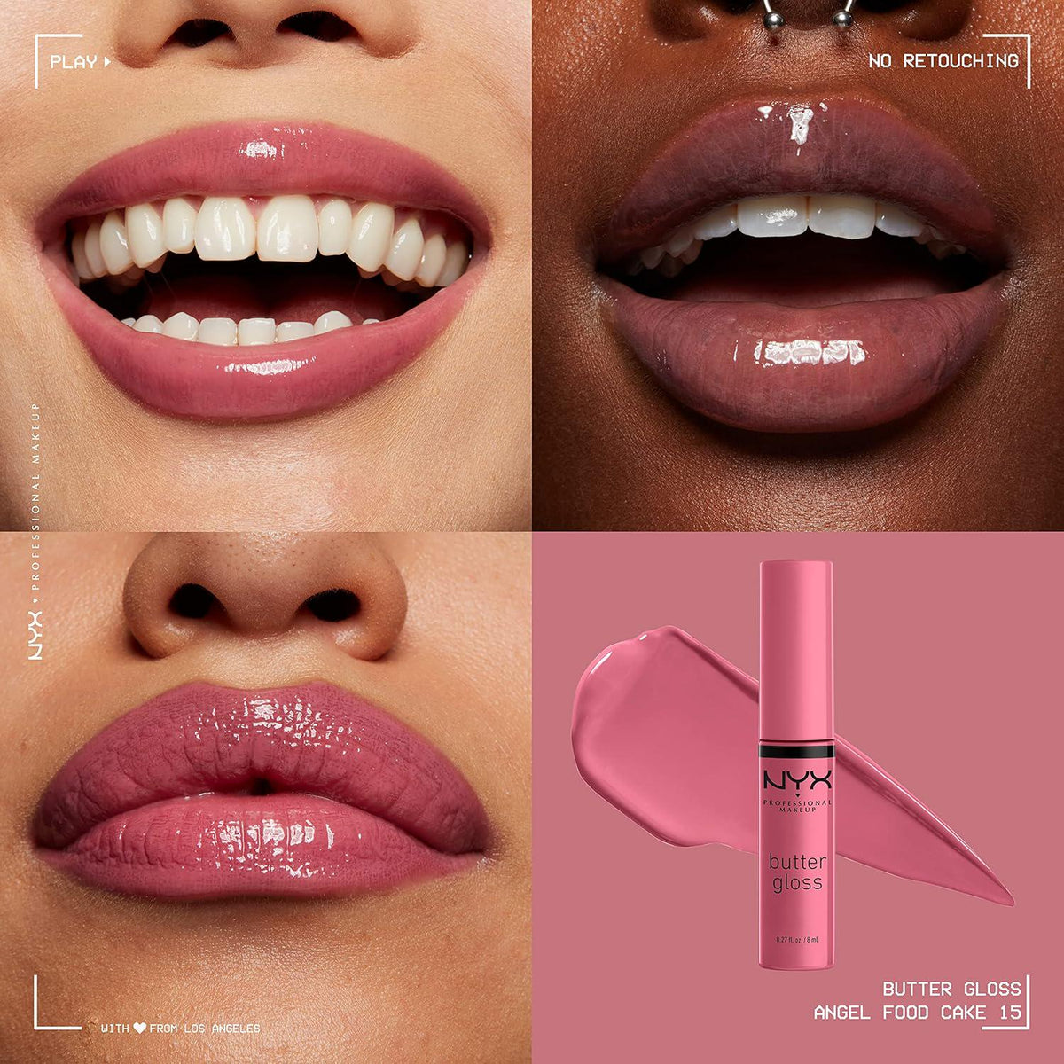 NYX PROFESSIONAL MAKEUP Butter Gloss, Non-Sticky Lip Gloss - Pack Of 3 (Angel Food Cake, Creme Brulee, Madeleine),