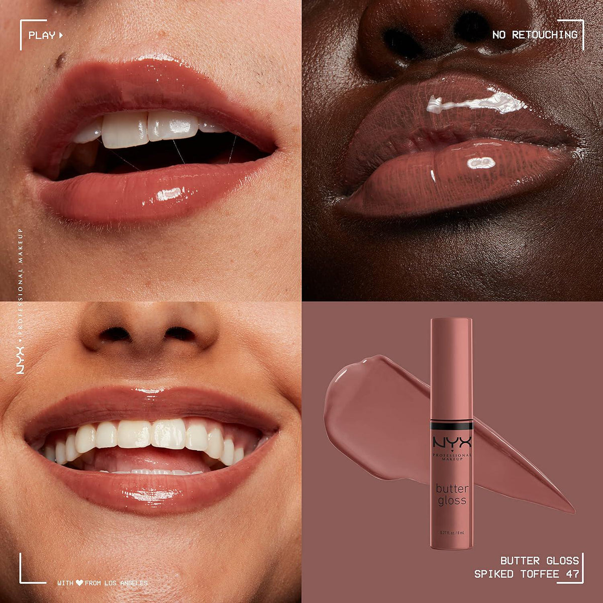 NYX PROFESSIONAL MAKEUP Butter Gloss Brown Sugar, Non-Sticky Lip Gloss - Pack Of 3 (Sugar High, Spiked Toffee, Butterscotch),
