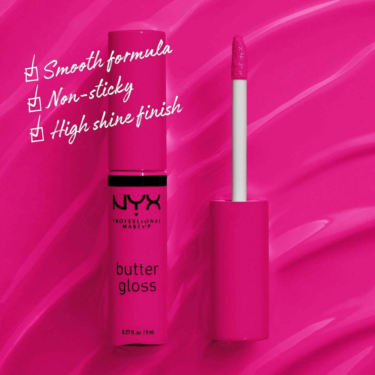 NYX PROFESSIONAL MAKEUP Butter Gloss, Non-Sticky Lip Gloss - Summer Fruit (Hot Pink),