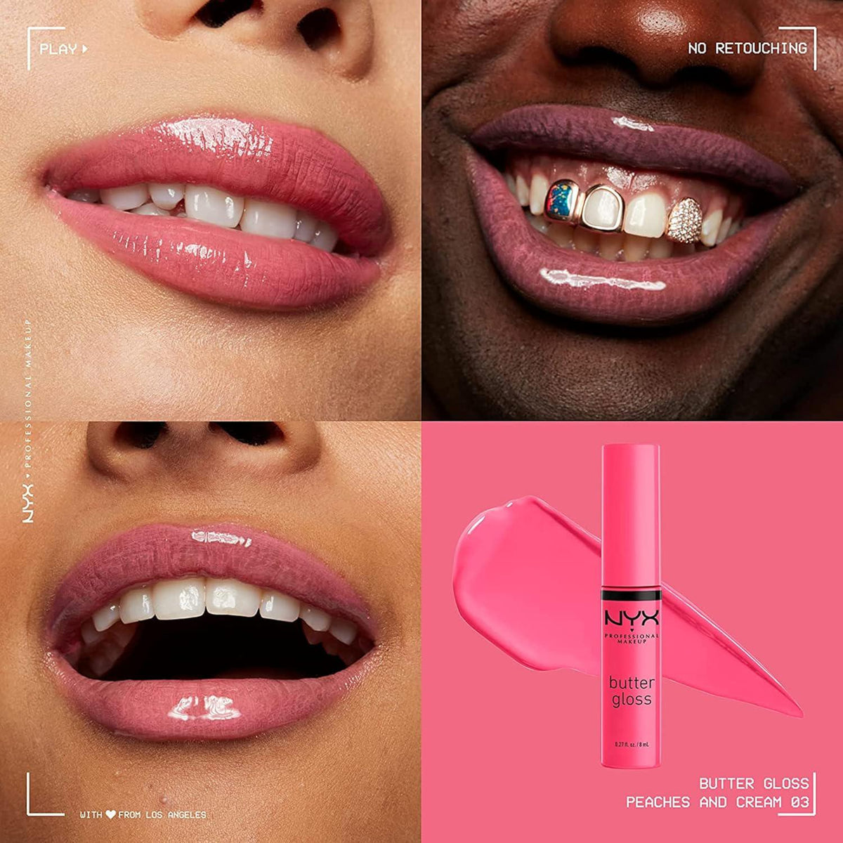 NYX PROFESSIONAL MAKEUP Butter Gloss, Non-Sticky Lip Gloss - Peaches And Cream (Pink Coral),
