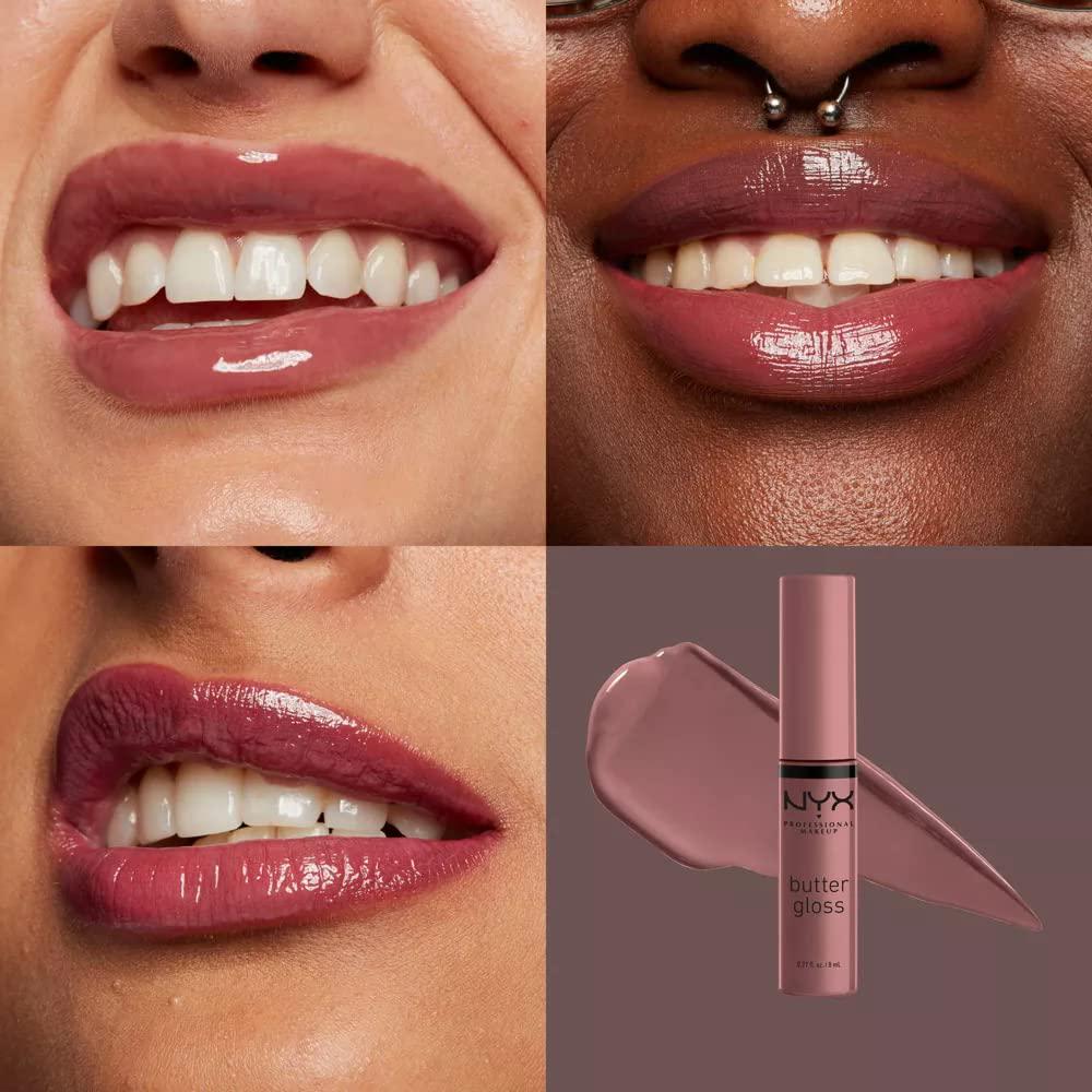 NYX PROFESSIONAL MAKEUP Butter Gloss, Non-Sticky Lip Gloss - Cinnamon Roll (Dusty Nude Mauve),