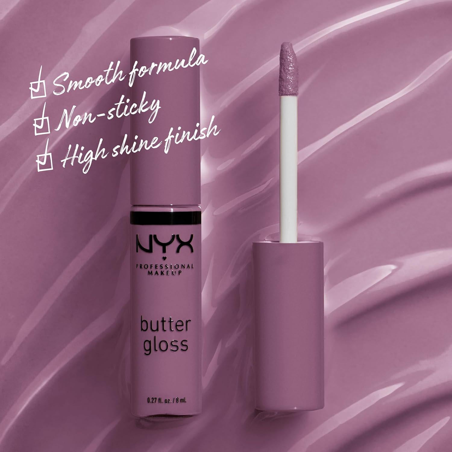NYX PROFESSIONAL MAKEUP Butter Gloss, Non-Sticky Lip Gloss - Marshmallow (Muted Lilac),