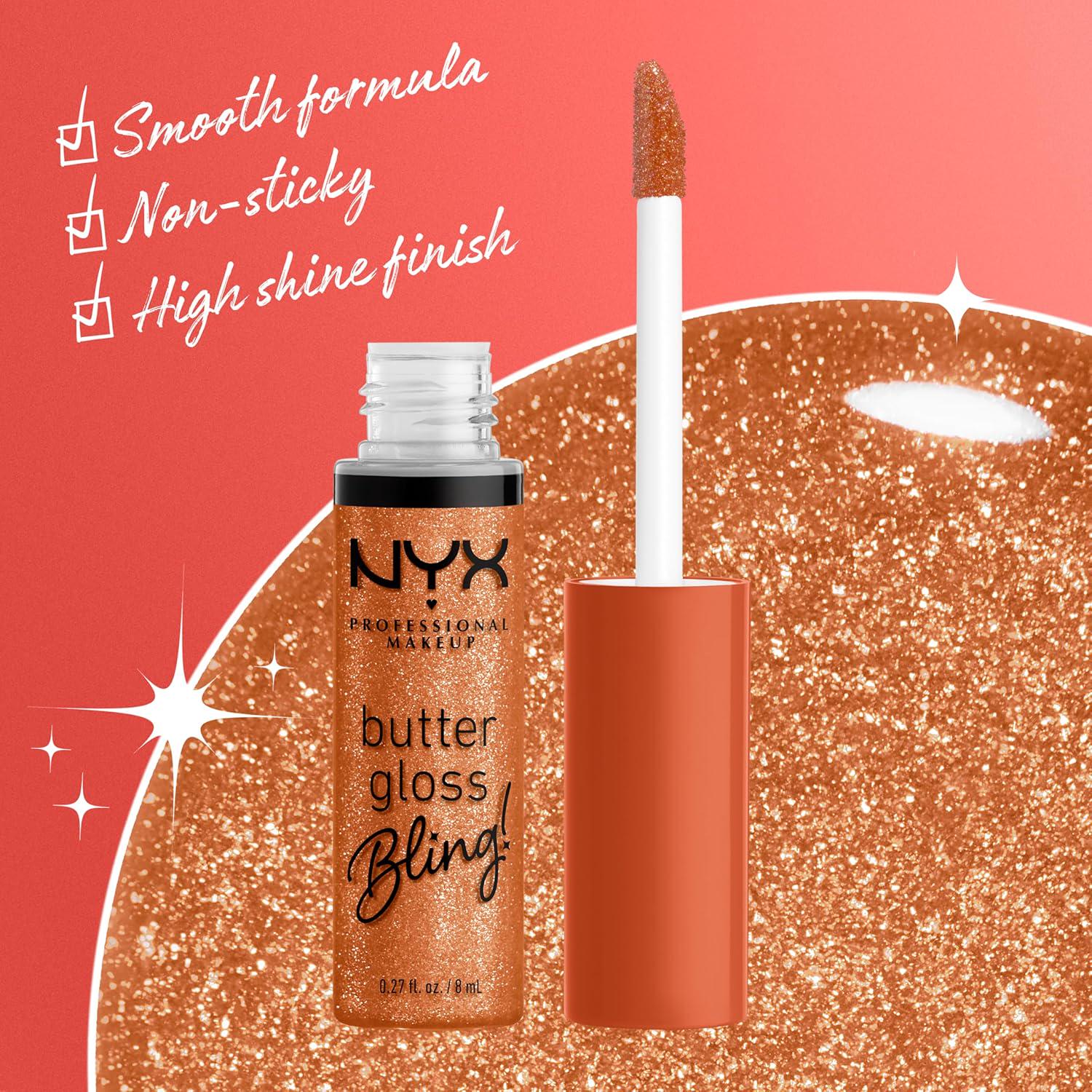 NYX PROFESSIONAL MAKEUP Butter Gloss Bling Lip Gloss, Non Sticky And Shiny Vegan Lip Makeup - Pricey,