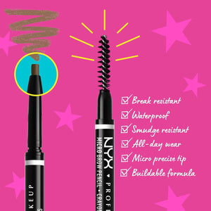 NYX PROFESSIONAL MAKEUP Micro Brow Pencil, Precise Eyebrow Pencil - Black,