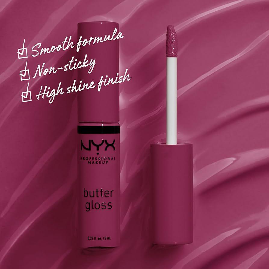 NYX PROFESSIONAL MAKEUP Butter Gloss, Non-Sticky Lip Gloss - Cranberry Pie (Mauve Purple),