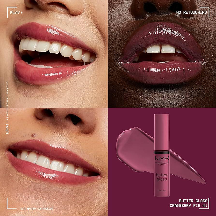 NYX PROFESSIONAL MAKEUP Butter Gloss, Non-Sticky Lip Gloss - Cranberry Pie (Mauve Purple),