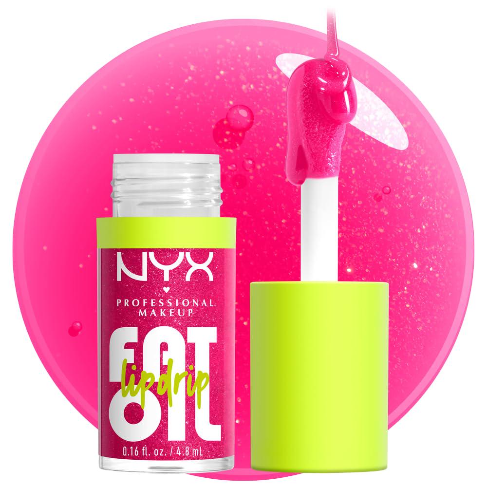 NYX PROFESSIONAL MAKEUP NYX PROFESSIONAL MAKEUP Fat Oil Lip Drip, Moisturizing Lip Oil Gloss, Vegan Tinted Formula, Up To 12 HR Hydration - Supermodel (Shimmering Magenta)