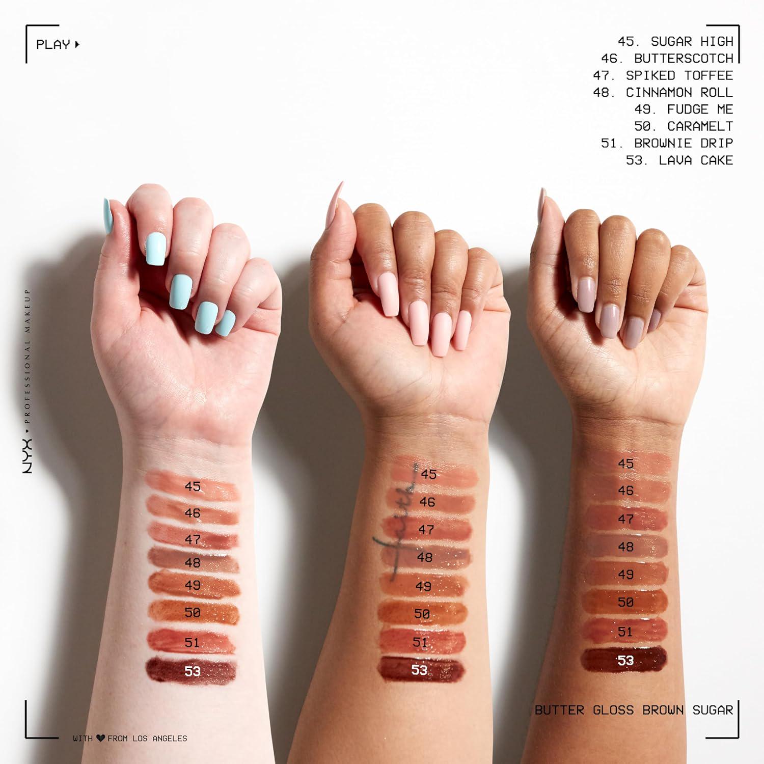 NYX PROFESSIONAL MAKEUP Butter Gloss, Non-Sticky Lip Gloss - Sugar Glass (Clear), Pack Of 3,