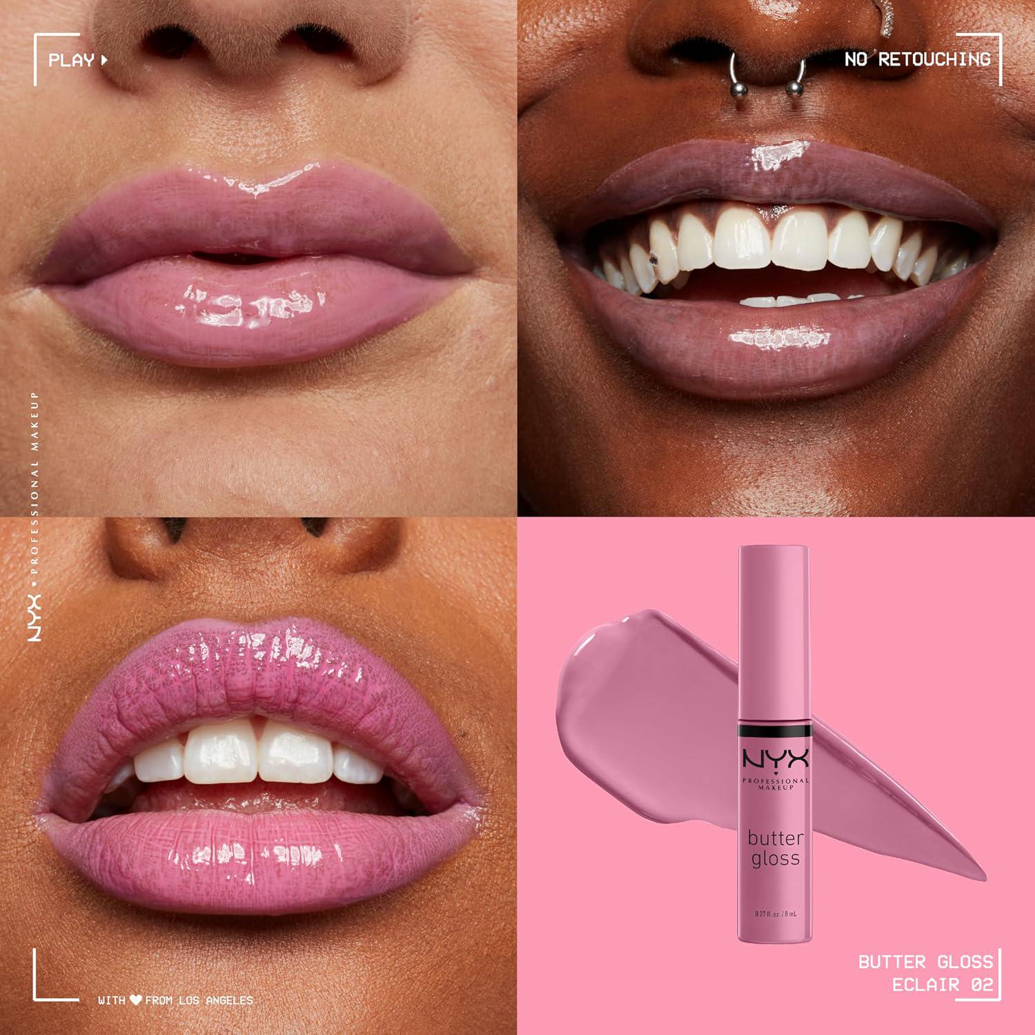 NYX PROFESSIONAL MAKEUP Butter Gloss, Non-Sticky Lip Gloss - Eclair (Pink),