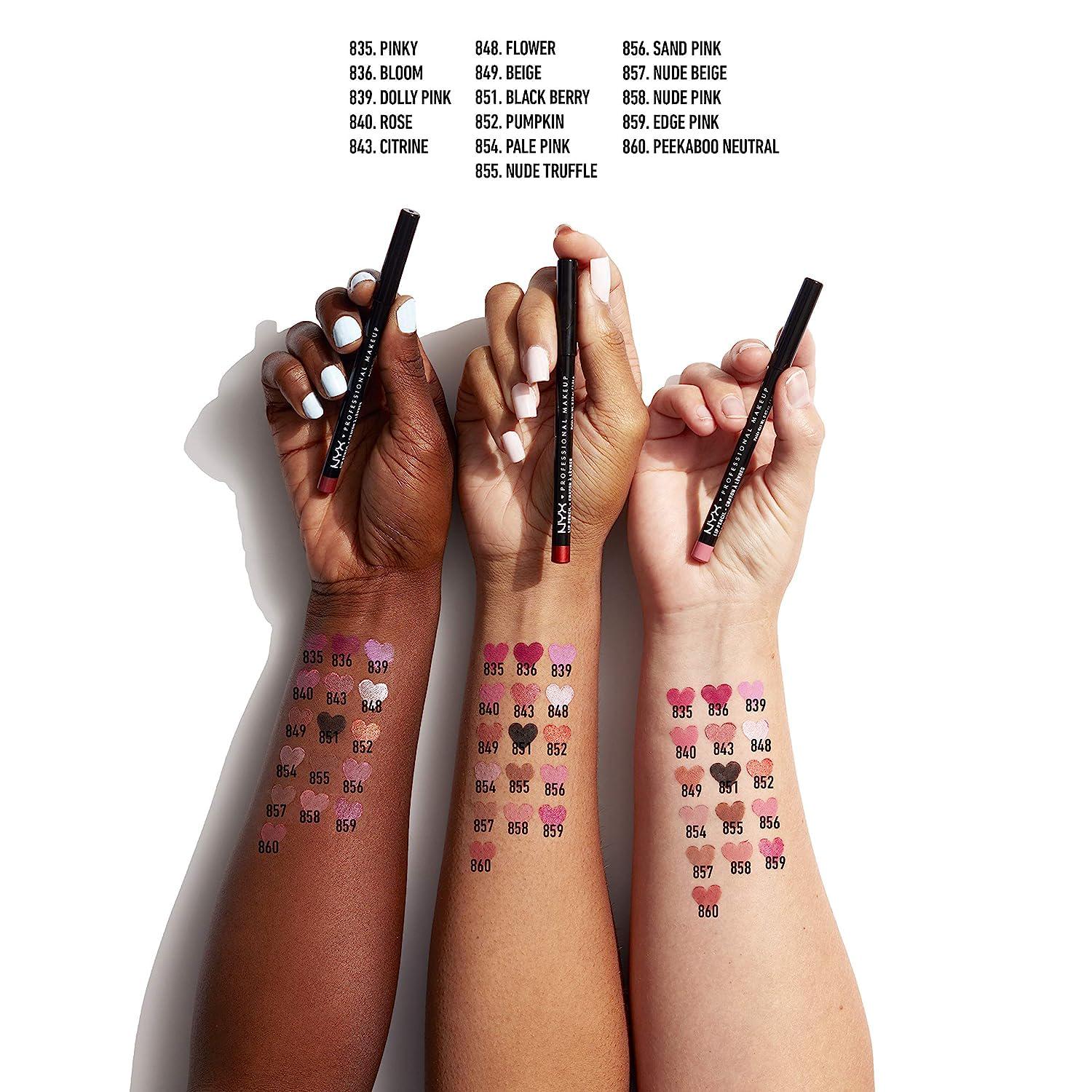 NYX PROFESSIONAL MAKEUP Slim Lip Liner Set, Long-Lasting Creamy Lip Liner Pack Of 3 (Peakaboo Neutral, Nude Pink, Ever),