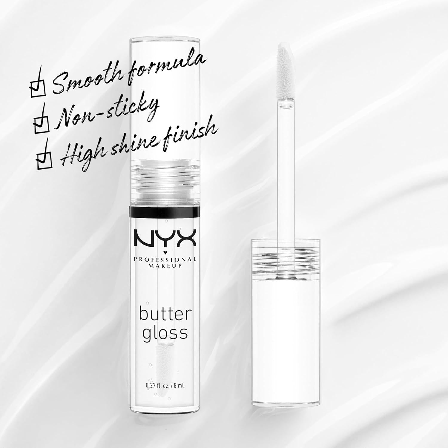 NYX PROFESSIONAL MAKEUP Butter Gloss, Non-Sticky Lip Gloss - Sugar Glass (Clear), Pack Of 3,