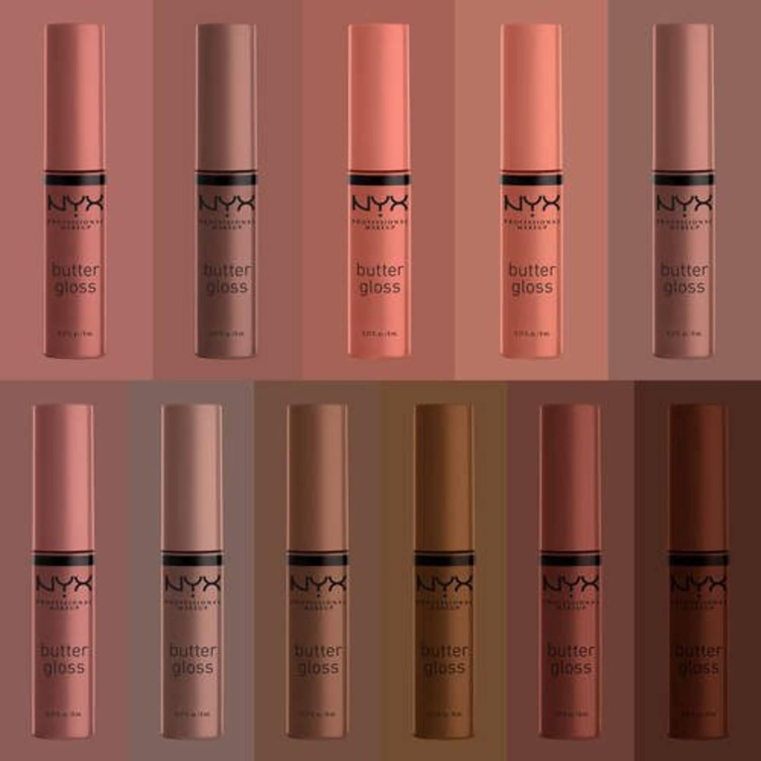 NYX PROFESSIONAL MAKEUP Butter Gloss Brown Sugar, Non-Sticky Lip Gloss - Butterscotch (Neutral Light Brown),