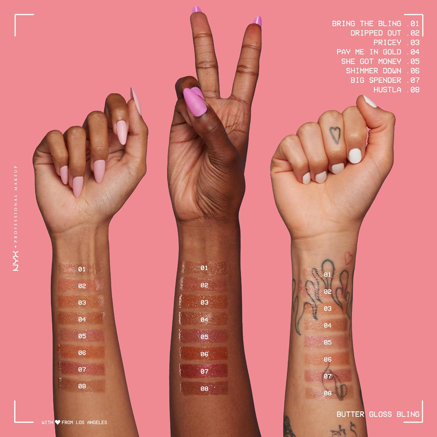 NYX PROFESSIONAL MAKEUP Butter Gloss Bling Lip Gloss, Non Sticky And Shiny Vegan Lip Makeup - She Got Money,