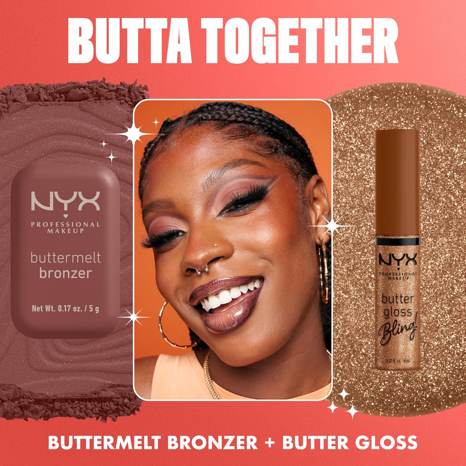 NYX PROFESSIONAL MAKEUP Butter Gloss Bling Lip Gloss, Non Sticky And Shiny Vegan Lip Makeup - She Got Money,