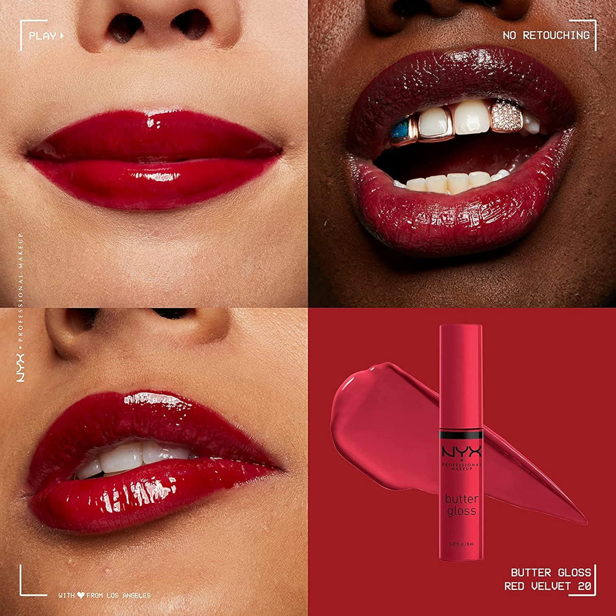NYX PROFESSIONAL MAKEUP Butter Gloss, Non-Sticky Lip Gloss - Red Velvet (Deep Red),