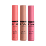 NYX PROFESSIONAL MAKEUP Butter Gloss, Non-Sticky Lip Gloss - Pack Of 3 (Angel Food Cake, Creme Brulee, Madeleine),