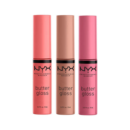NYX PROFESSIONAL MAKEUP Butter Gloss, Non-Sticky Lip Gloss - Pack Of 3 (Angel Food Cake, Creme Brulee, Madeleine),