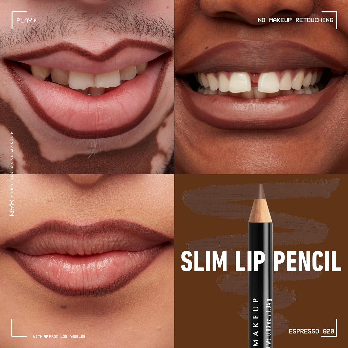 NYX PROFESSIONAL MAKEUP Slim Lip Pencil, Long-Lasting Creamy Lip Liner - Espresso,