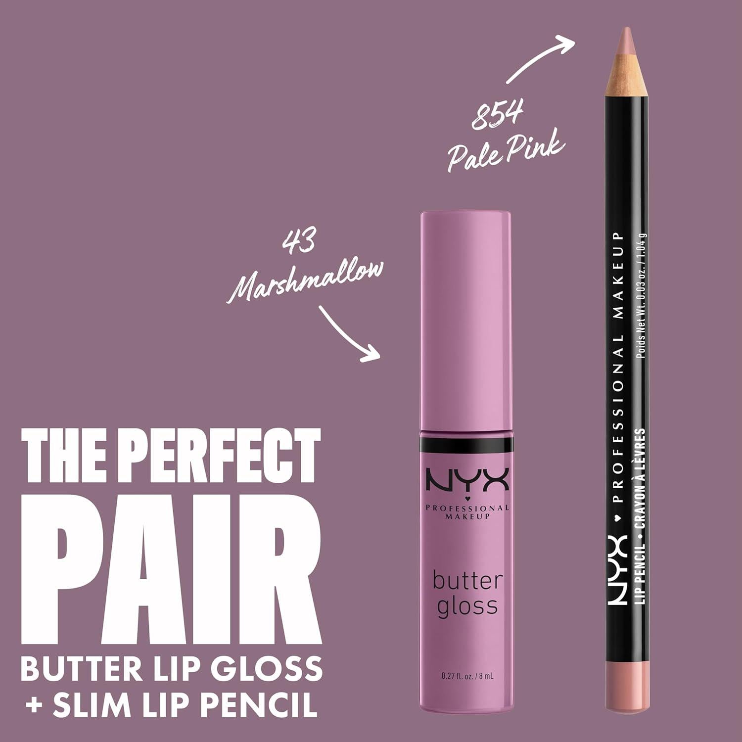 NYX PROFESSIONAL MAKEUP Butter Gloss, Non-Sticky Lip Gloss - Marshmallow (Muted Lilac),