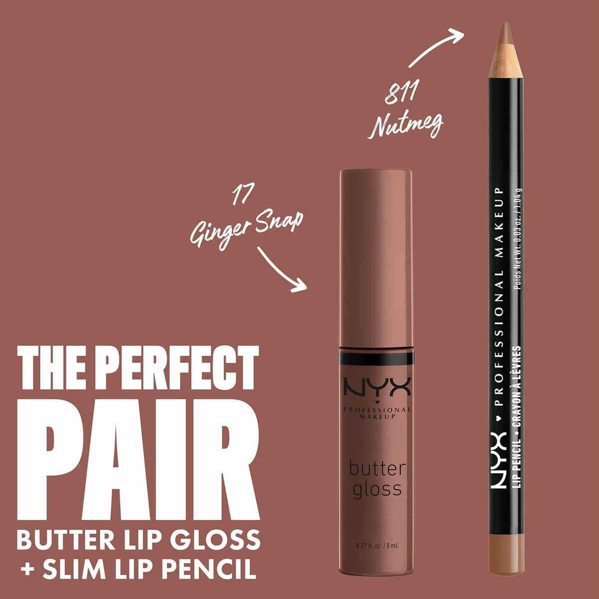 NYX PROFESSIONAL MAKEUP Butter Gloss, Non-Sticky Lip Gloss - Ginger Snap (Chocolate Brown),