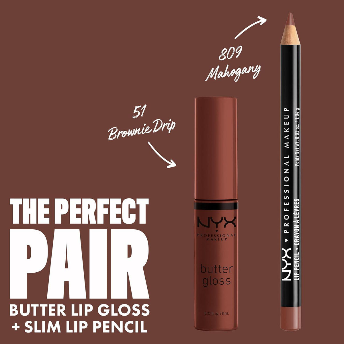NYX PROFESSIONAL MAKEUP Slim Lip Pencil, Long-Lasting Creamy Lip Liner - Mahogany,